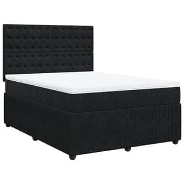 Vidaxl Box spring postelja z vzmetnico črna 160x200 cm žamet