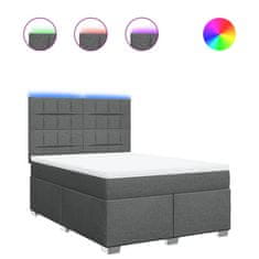 Vidaxl Box spring postelja z vzmetnico temno siva 140x200 cm blago