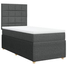 Vidaxl Box spring postelja z vzmetnico temno siva 90x190 cm blago
