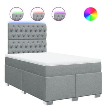 Vidaxl Box spring postelja z vzmetnico svetlo siva 120x200 cm blago