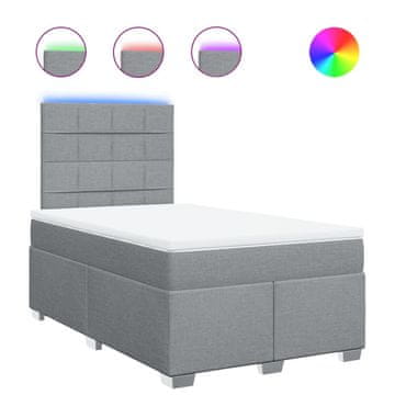 Vidaxl Box spring postelja z vzmetnico svetlo siva 120x200 cm blago