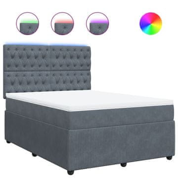 Vidaxl Box spring postelja z vzmetnico temno siva 160x200 cm žamet
