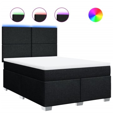 Vidaxl Box spring postelja z vzmetnico črna 160x200 cm blago