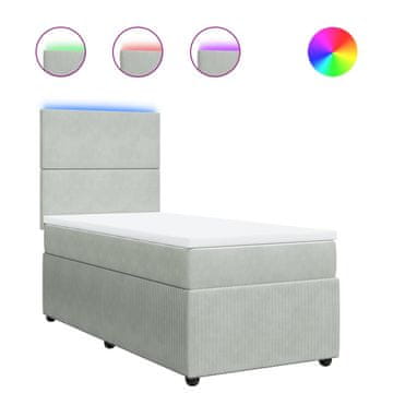 Vidaxl Box spring postelja z vzmetnico svetlo siva 100x200 cm žamet