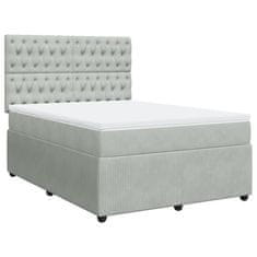 Vidaxl Box spring postelja z vzmetnico svetlo siva 160x200 cm žamet