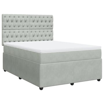Vidaxl Box spring postelja z vzmetnico svetlo siva 160x200 cm žamet