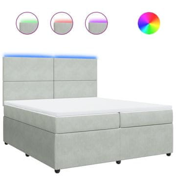 Vidaxl Box spring postelja z vzmetnico svetlo siva 200x200 cm žamet