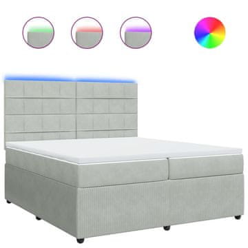 Vidaxl Box spring postelja z vzmetnico svetlo siva 200x200 cm žamet