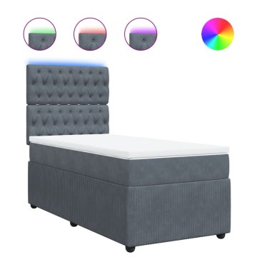 Vidaxl Box spring postelja z vzmetnico temno siva 100x200 cm žamet