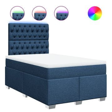 Vidaxl Box spring postelja z vzmetnico moder 120x200 cm blago