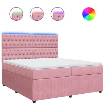 Vidaxl Box spring postelja z vzmetnico roza 200x200 cm žamet