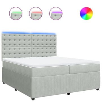Vidaxl Box spring postelja z vzmetnico svetlo siva 200x200 cm žamet