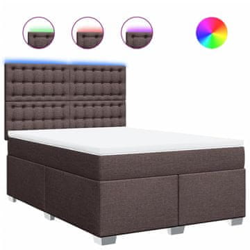 Vidaxl Box spring postelja z vzmetnico temno rjava 140x200 cm blago