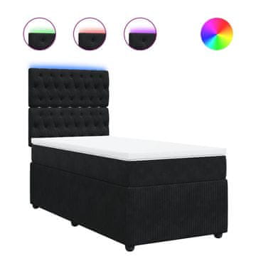 Vidaxl Box spring postelja z vzmetnico črna 100x200 cm žamet