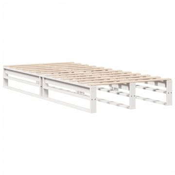 Vidaxl Posteljni okvir brez vzmetnice bel 90x190 cm trdna borovina