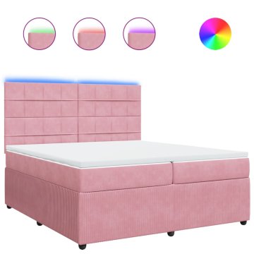 Vidaxl Box spring postelja z vzmetnico roza 200x200 cm žamet
