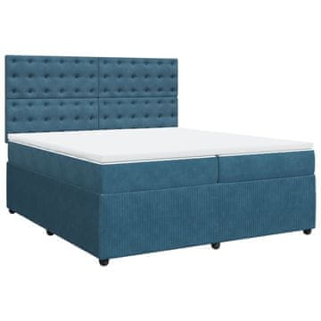Vidaxl Box spring postelja z vzmetnico temno modra 200x200 cm žamet