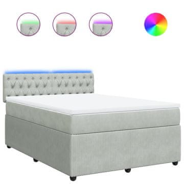 Vidaxl Box spring postelja z vzmetnico svetlo siva 140x200 cm žamet