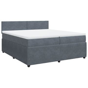 Vidaxl Box spring postelja z vzmetnico temno siva 200x200 cm žamet