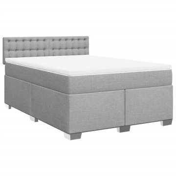 Vidaxl Box spring postelja z vzmetnico svetlo siva 160x200 cm žamet
