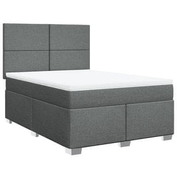 Vidaxl Box spring postelja z vzmetnico temno siva 160x200 cm blago