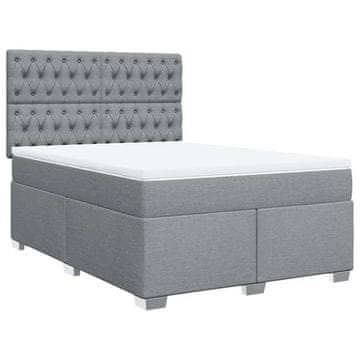 Vidaxl Box spring postelja z vzmetnico svetlo siva 160x200 cm žamet