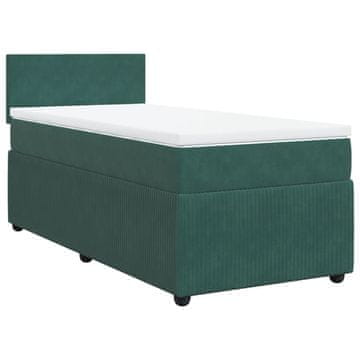 Vidaxl Box spring postelja z vzmetnico temno zelena 80x200 cm žamet