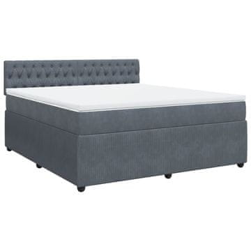Vidaxl Box spring postelja z vzmetnico temno siva 180x200 cm žamet