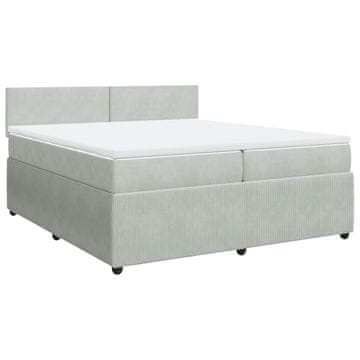 Vidaxl Box spring postelja z vzmetnico svetlo siva 200x200 cm žamet