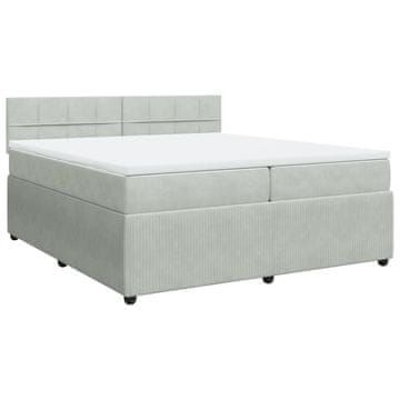 Vidaxl Box spring postelja z vzmetnico svetlo siva 200x200 cm žamet