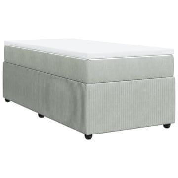 Vidaxl Box spring postelja z vzmetnico svetlo siv 90x190 cm žamet