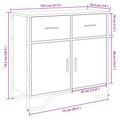 Vidaxl Komoda dimljeni hrast 79,5x35,5x74,5 cm inženirski les