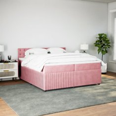 Vidaxl Box spring postelja z vzmetnico roza 200x200 cm žamet