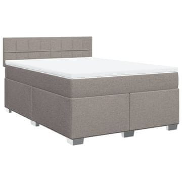 Vidaxl Box spring postelja z vzmetnico taupe 140x200 cm blago