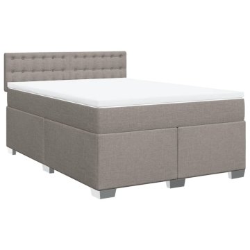 Vidaxl Box spring postelja z vzmetnico taupe 160x200 cm blago