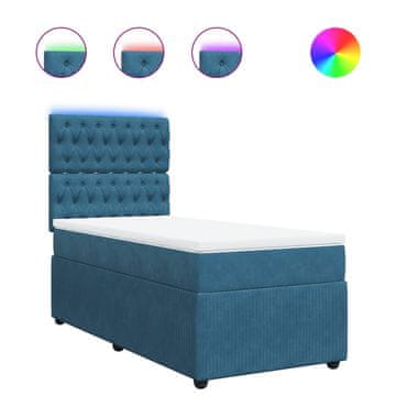 Vidaxl Box spring postelja z vzmetnico modra 80x200 cm žamet
