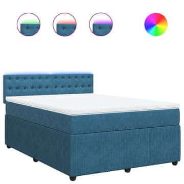Vidaxl Box spring postelja z vzmetnico modra 140x200 cm žamet