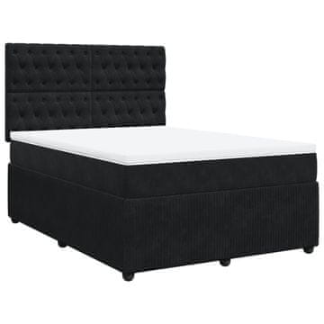 Vidaxl Box spring postelja z vzmetnico črna 160x200 cm žamet
