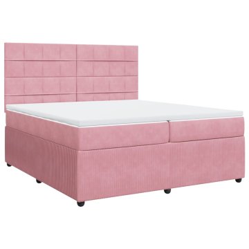 Vidaxl Box spring postelja z vzmetnico roza 200x200 cm žamet