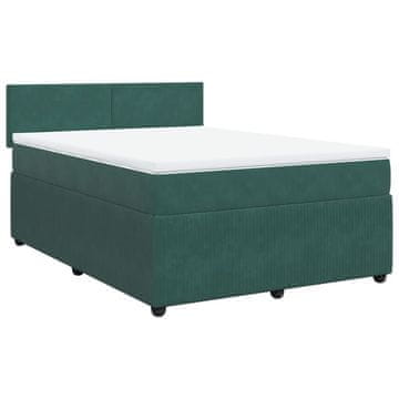 Vidaxl Box spring postelja z vzmetnico temno zelena 160x200 cm žamet