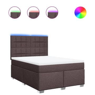 Vidaxl Box spring postelja z vzmetnico temno rjava 140x200 cm blago