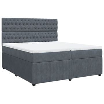 Vidaxl Box spring postelja z vzmetnico temno siva 200x200 cm žamet
