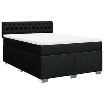 Vidaxl Box spring postelja z vzmetnico črna 160x200 cm blago