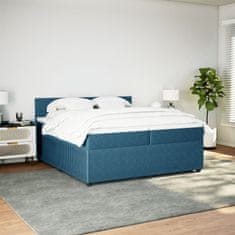Vidaxl Box spring postelja z vzmetnico modra 200x200 cm žamet