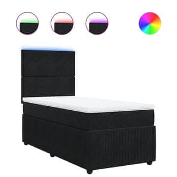 Vidaxl Box spring postelja z vzmetnico črna 90x200 cm žamet