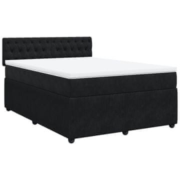 Vidaxl Box spring postelja z vzmetnico črna 160x200 cm žamet