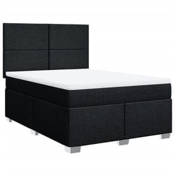 Vidaxl Box spring postelja z vzmetnico črna 160x200 cm blago