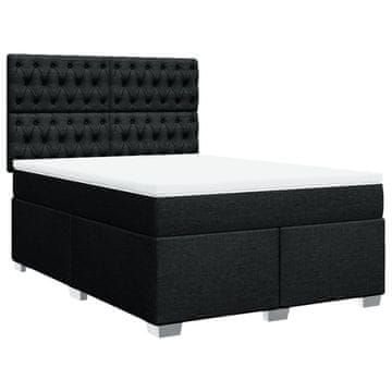 Vidaxl Box spring postelja z vzmetnico črna 160x200 cm blago