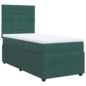 Vidaxl Box spring postelja z vzmetnico temno zelena 100x200 cm žamet