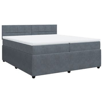 Vidaxl Box spring postelja z vzmetnico temno siva 200x200 cm žamet